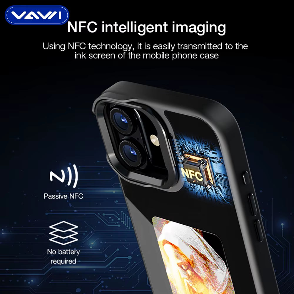 VAWI B234 HD 4-Color Display NFC E-Ink Phone Case with Lens Holder for Iphone 13 14 15 16 17 Pro Max Smart DIY Coque Telephone